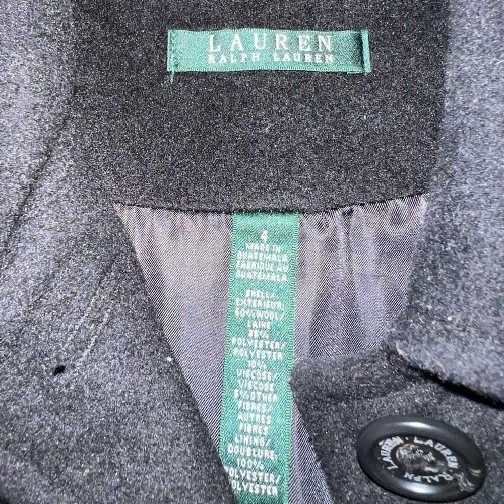Ralph Lauren Black Pea Coat 4 - Picture 5 of 8